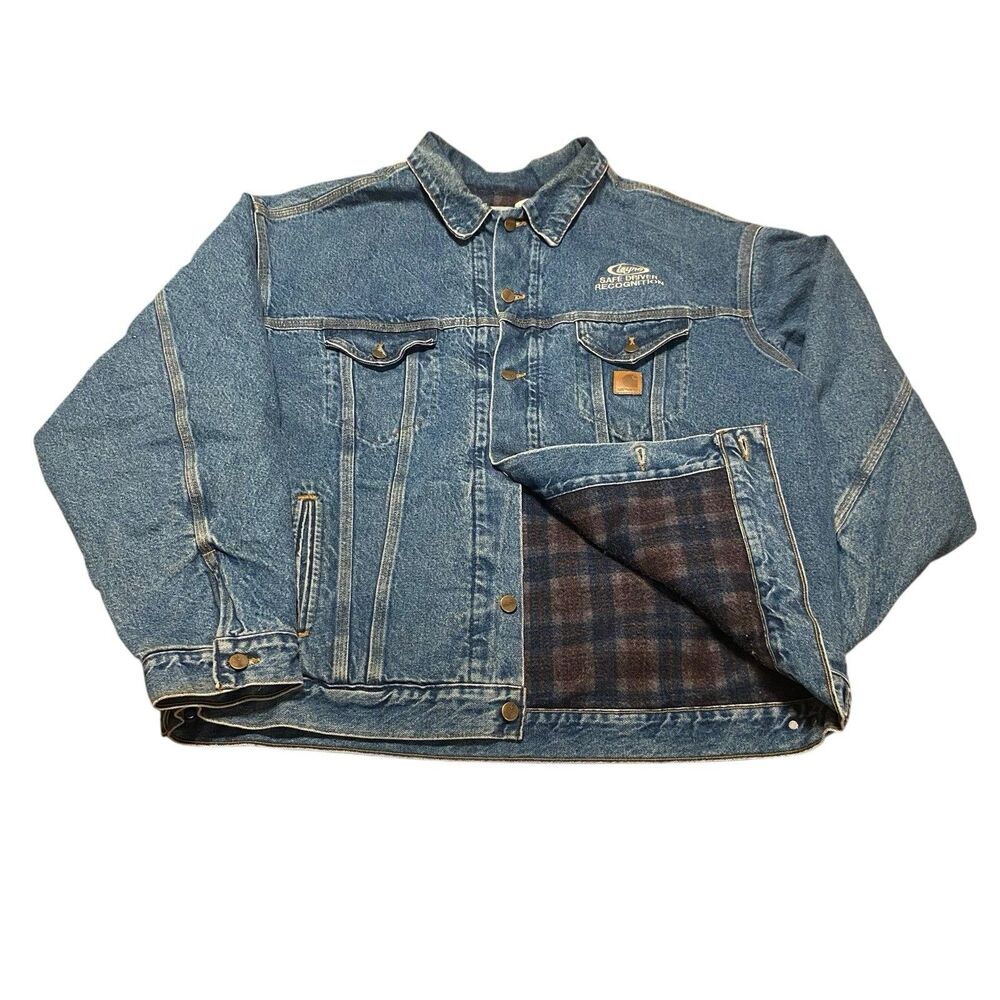 Vintage Carhartt Denim Jacket Coat Detroit Blanket Lined USA Made 2XL XXL Tall